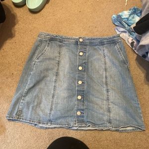 Jean Blue Button-Front Mini Skirt